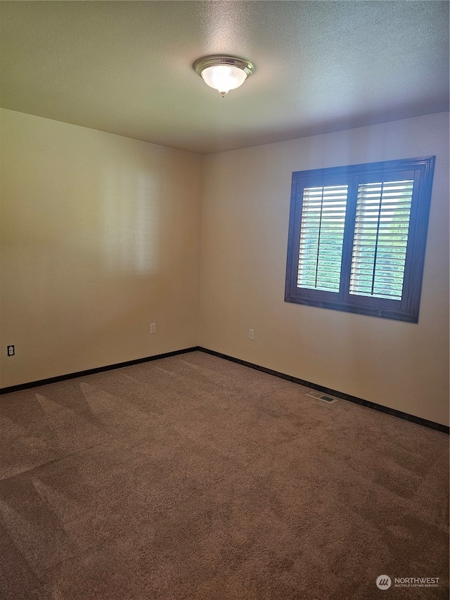 empty room featuring a textured ceiling and carpet floors