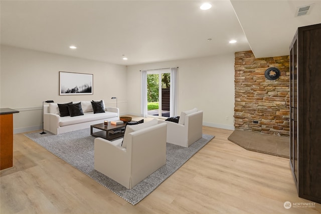 living room featuring light hardwood / wood-style flooring