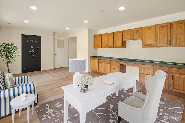 kitchen with light wood-type flooring