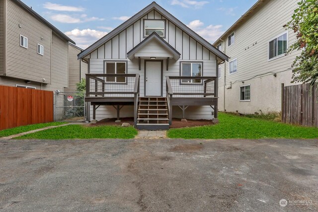 view of front of home with a deck