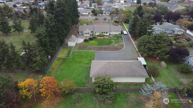 aerial view featuring a residential view