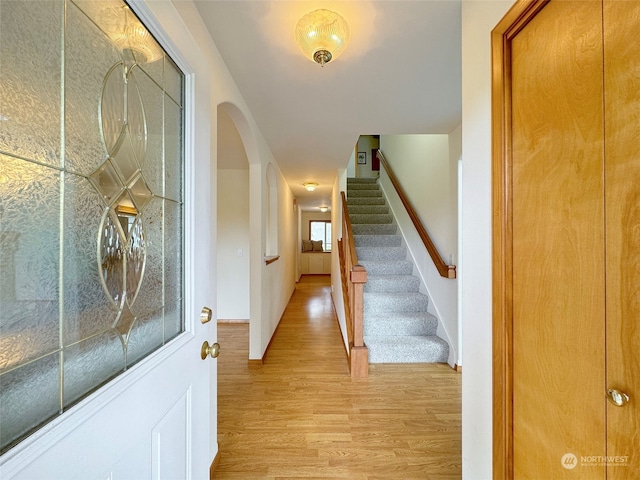 entrance foyer with light hardwood / wood-style floors