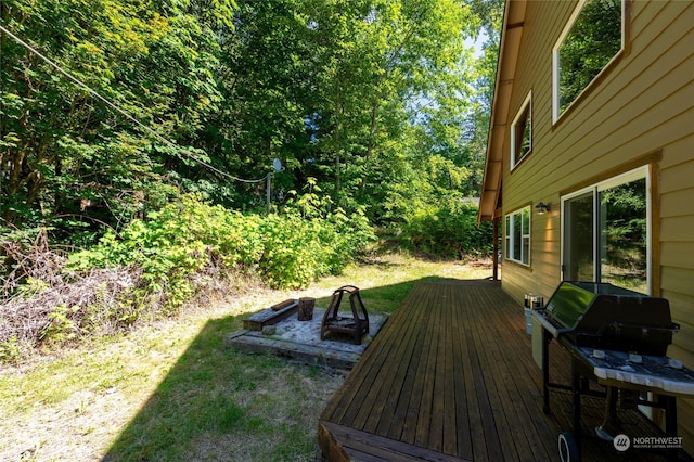 wooden terrace with grilling area