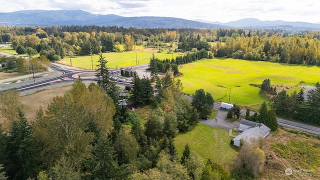 bird's eye view with a mountain view