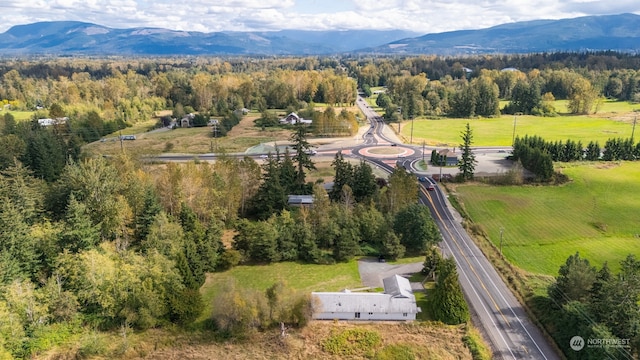 birds eye view of property featuring a mountain view