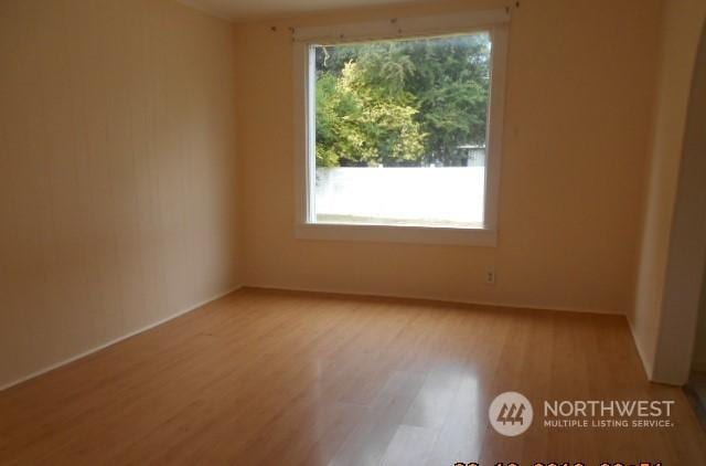 unfurnished room with light wood-type flooring