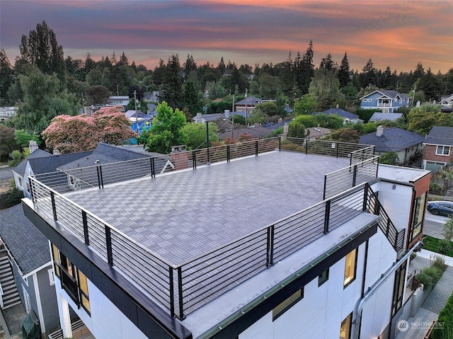 view of aerial view at dusk