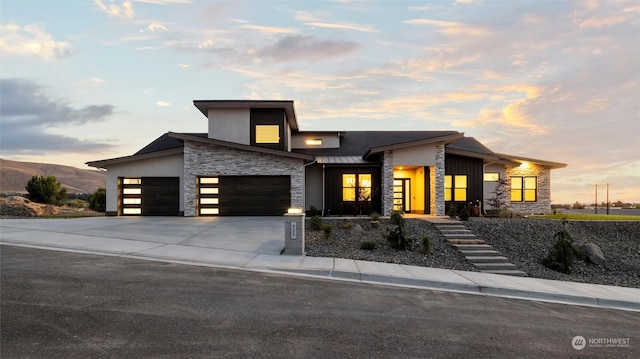 contemporary home featuring a garage