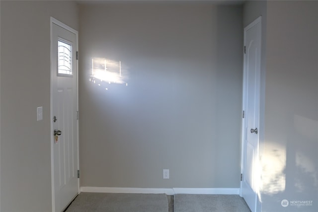 entrance foyer featuring carpet floors