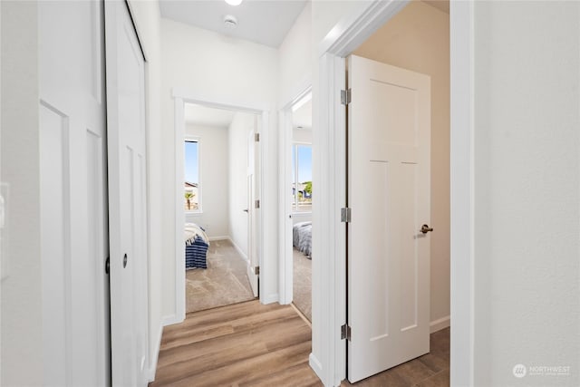 hall featuring baseboards and wood finished floors