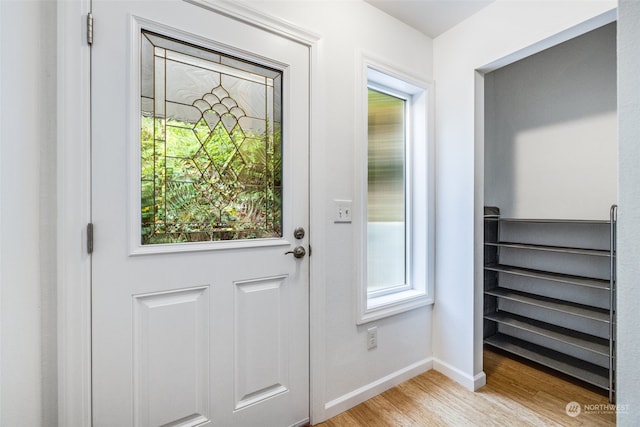 doorway featuring light hardwood / wood-style floors