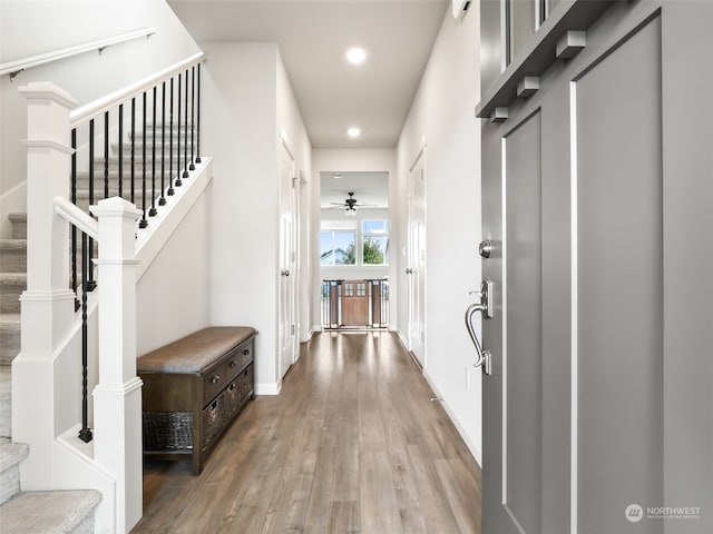 corridor featuring hardwood / wood-style flooring