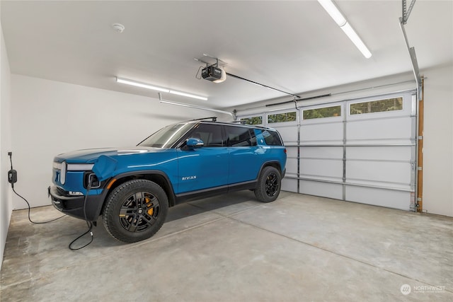 garage with a garage door opener