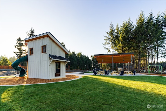 exterior space featuring a playground