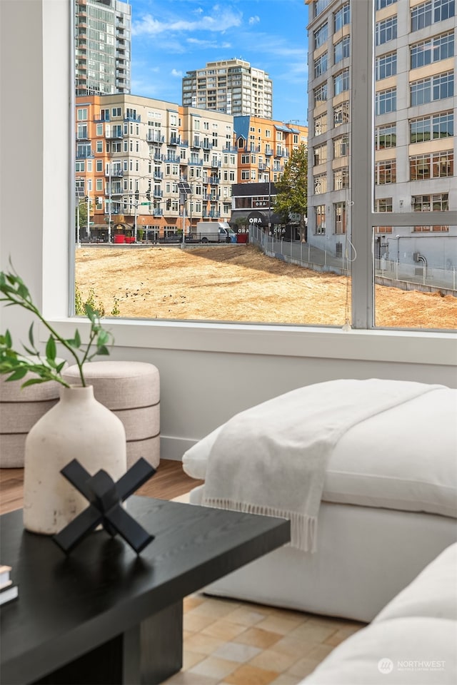 bedroom with hardwood / wood-style flooring