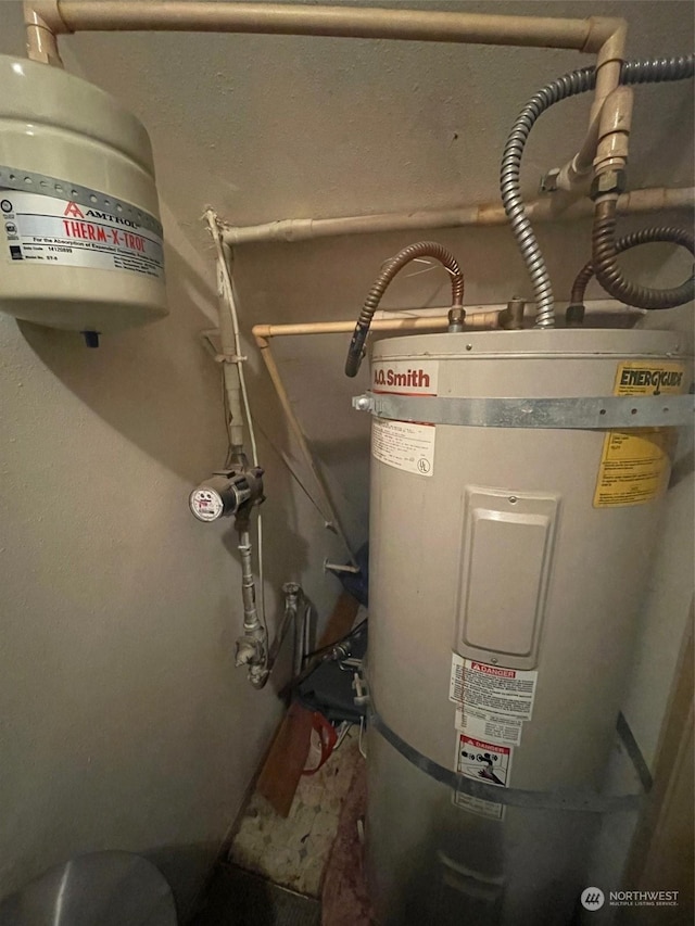 utility room with water heater