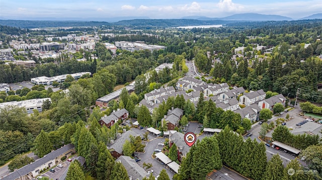 bird's eye view with a mountain view