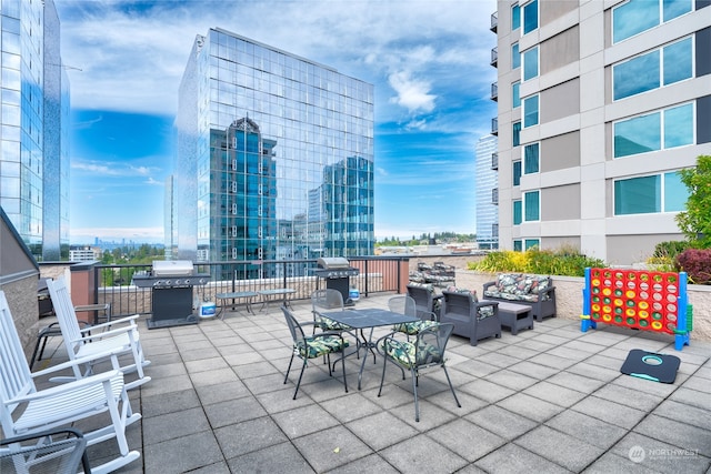 view of patio featuring grilling area and an outdoor living space