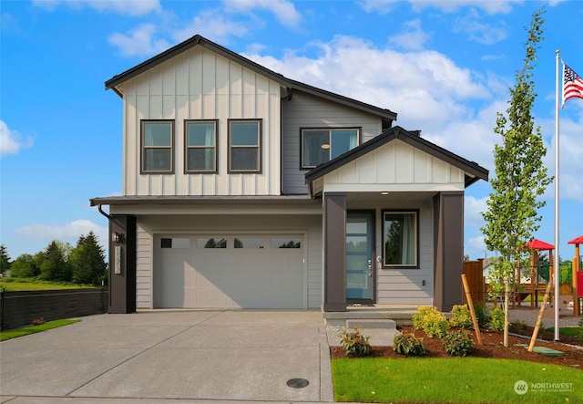 view of front of property featuring a garage