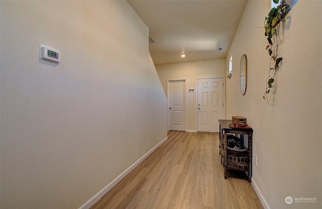 hall featuring light wood-type flooring