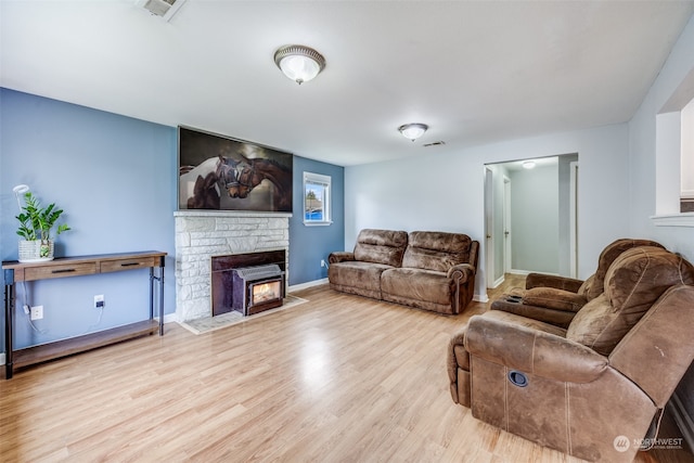 living room with light wood-type flooring