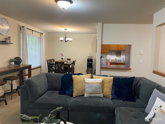 11714 9th Avenue Ct E, Tacoma, WA 98445 - carpeted living area featuring a sink and an inviting chandelier