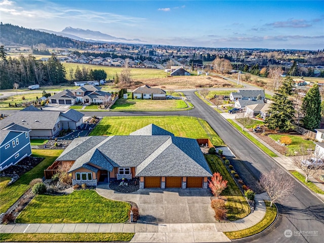 bird's eye view featuring a mountain view