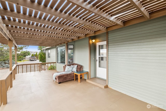 view of patio / terrace featuring a pergola