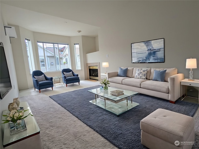 living room with carpet floors