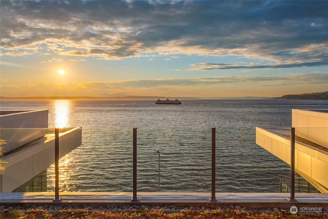 dock area featuring a water view