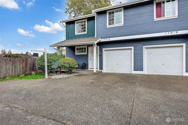 view of front of property featuring a garage