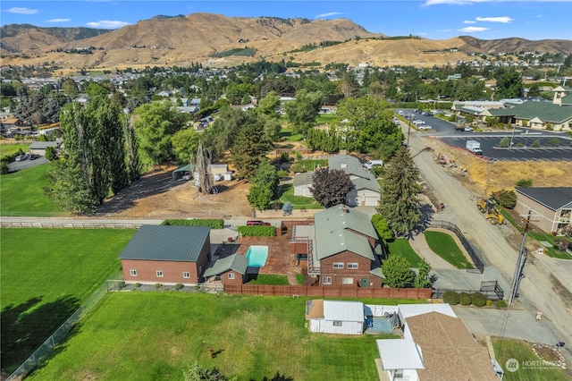 aerial view with a mountain view