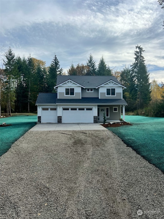 view of front of house with a garage