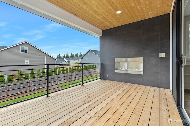 deck with a residential view