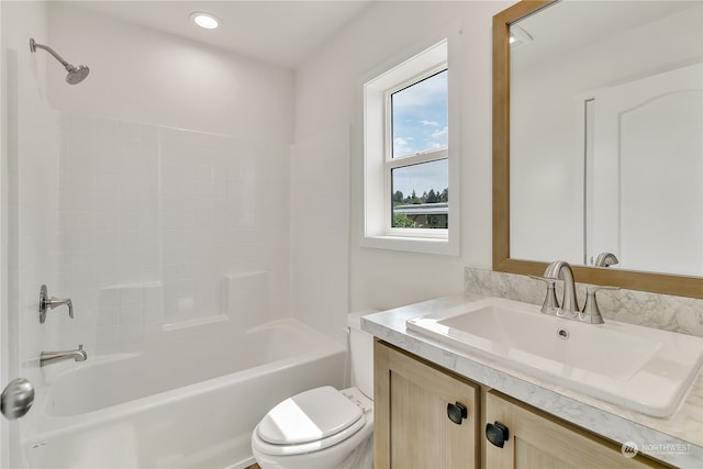 full bathroom featuring toilet, vanity, and shower / bath combination