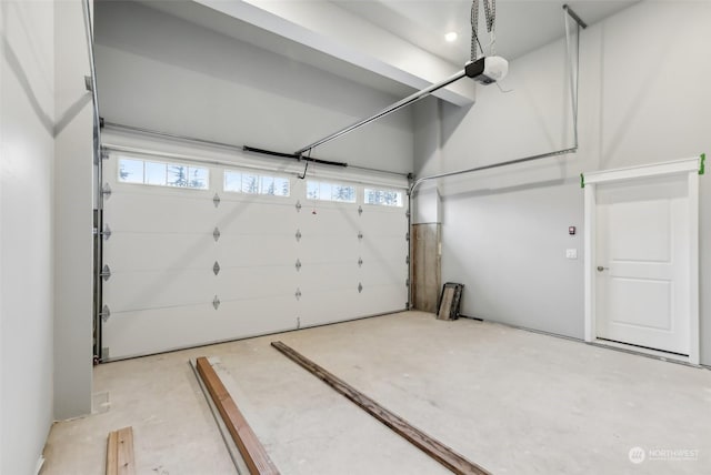 garage with a garage door opener