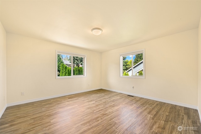 unfurnished room with a wealth of natural light and hardwood / wood-style floors