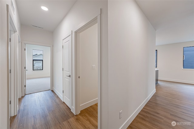 corridor featuring light wood-type flooring