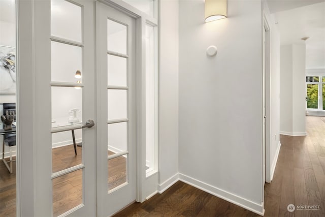 doorway to outside with dark hardwood / wood-style floors