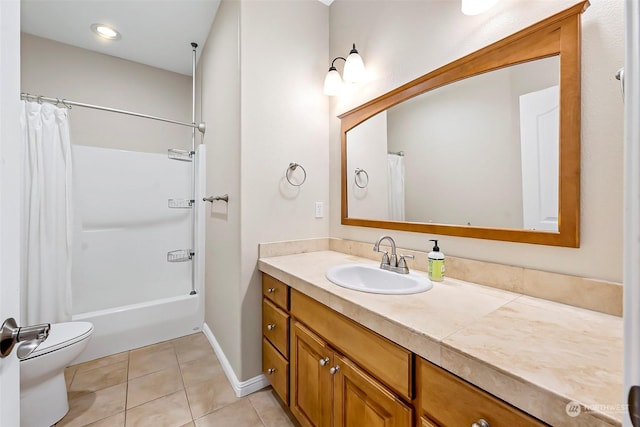 1001 Lakeview Dr, Ilwaco, WA 98624 - full bathroom with vanity, tile patterned floors, and shower / tub combo