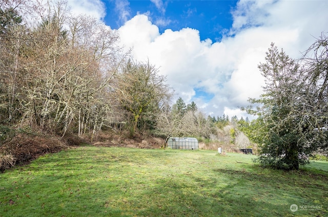 view of yard featuring an outbuilding