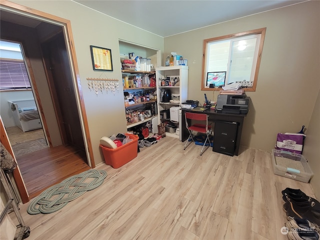 home office featuring wood finished floors