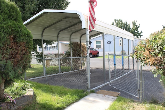 view of parking with a carport