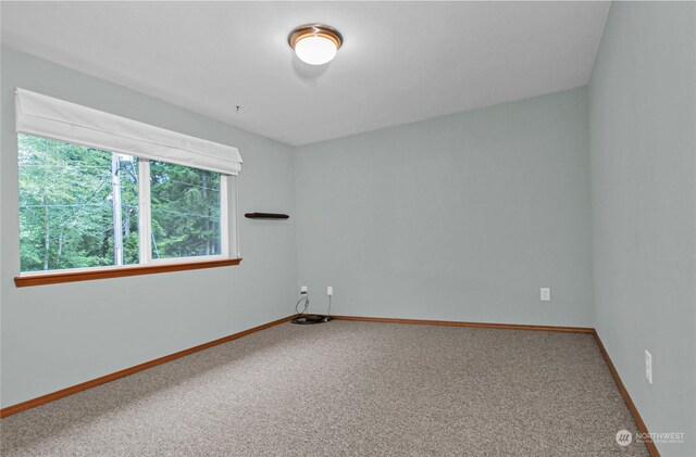 carpeted empty room with baseboards