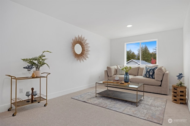 living room with carpet flooring