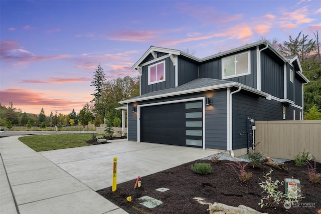 view of front of property with a garage