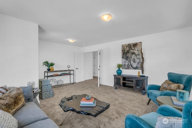 living room with carpet flooring