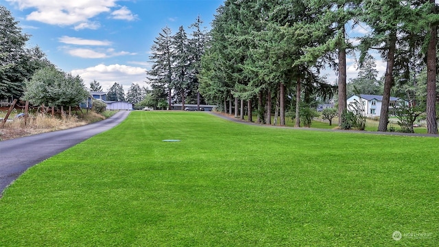 view of home's community featuring a lawn