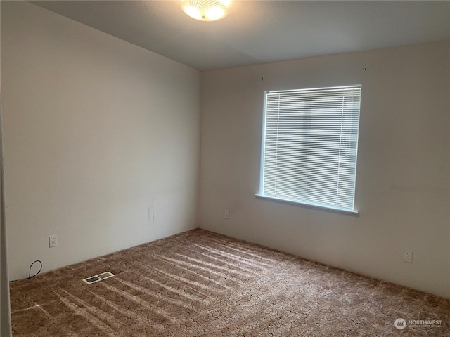 carpeted spare room with visible vents