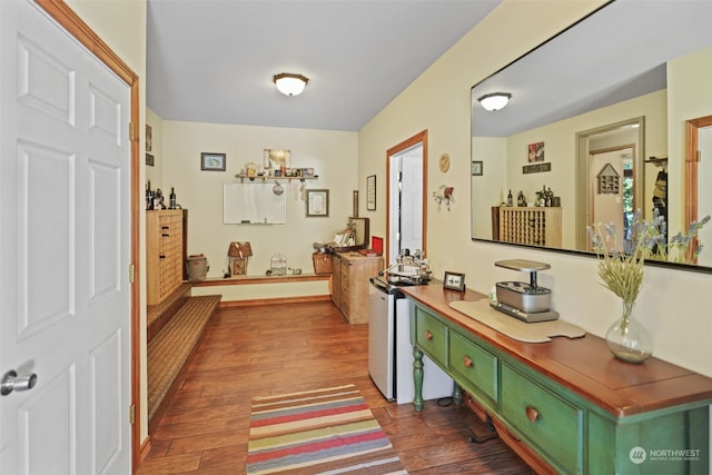 foyer entrance with dark hardwood / wood-style floors